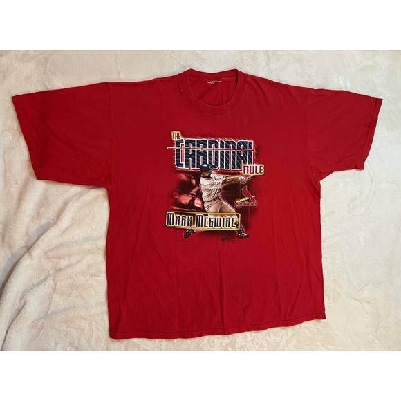 Vintage Mark McGwire The Cardinal Rule Tshirt Red Mens XXL 1999 - Picture 2 of 3